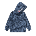 BAPE Kids Wild Leopard Pattern Shark Zip Hoodie "Blue"