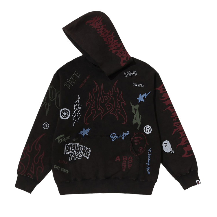 BAPE Allover Print Relaxed Fit Pullover Hoodie "Black"