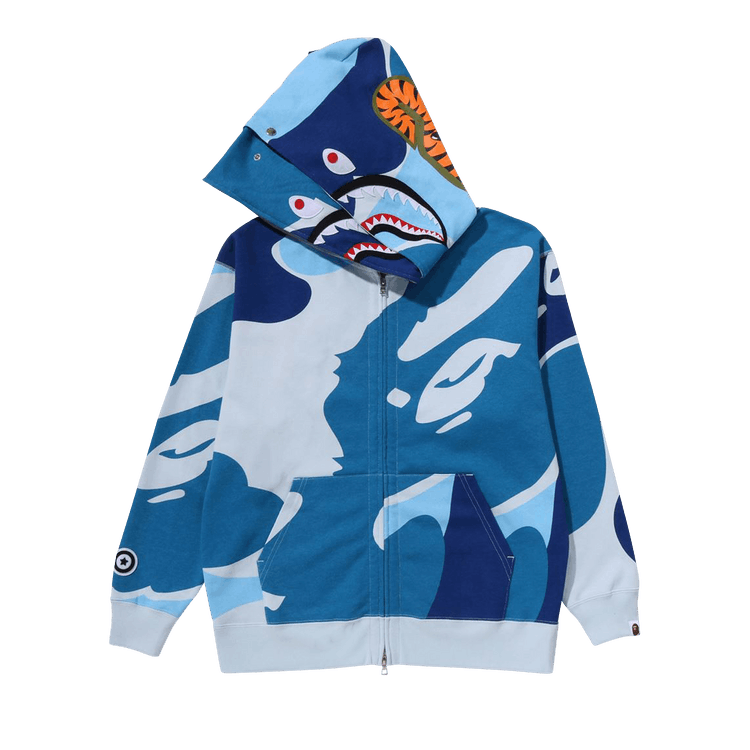 BAPE Mega ABC Camo Double Shark Relaxed Fit Full Zip Hoodie "Blue"