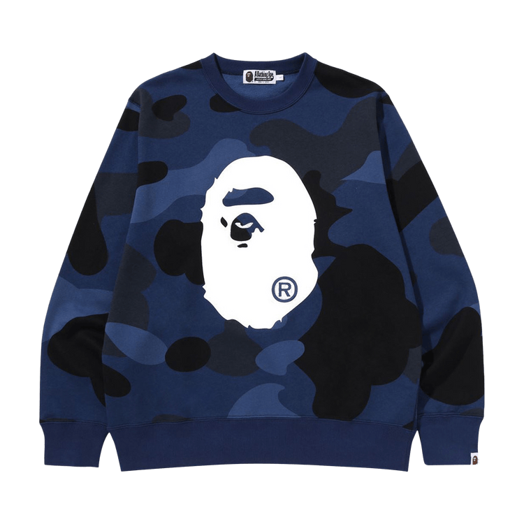 BAPE Mega Color Camo Big Ape Head Crewneck Sweatshirt "Navy"