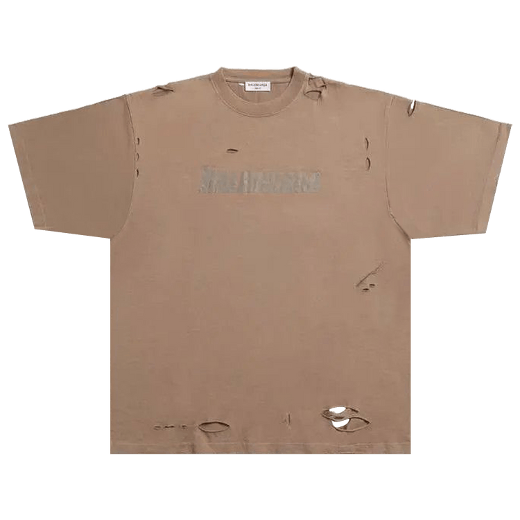 Balenciaga Distressed Graphic T-Shirt "Taupe"