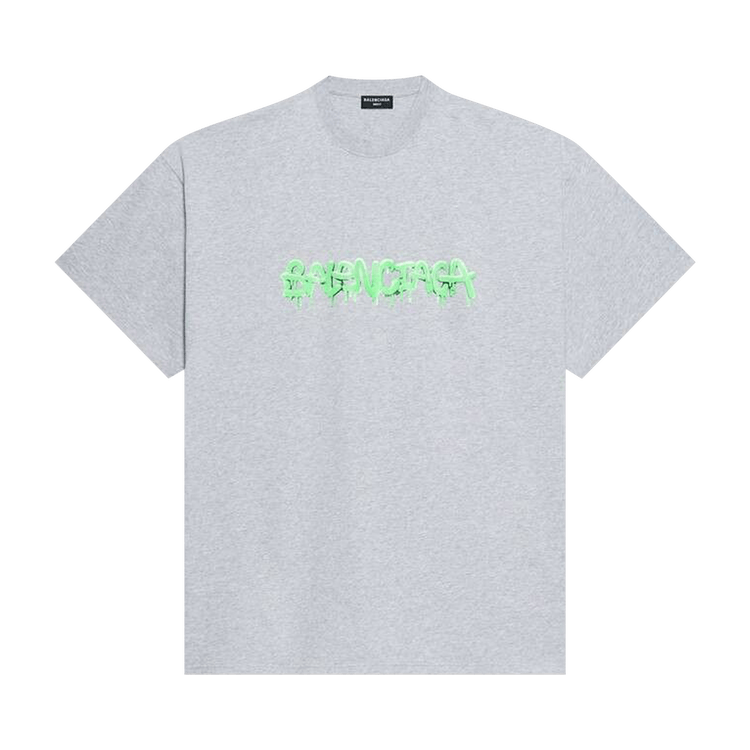 Balenciaga Slime Logo Oversized T-Shirt "Heather Grey/Slime Green"