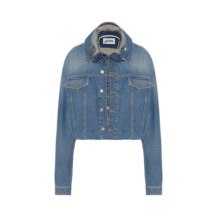 Jean Paul Gaultier Hooded Double Layer Denim Jacket "Vintage Blue"
