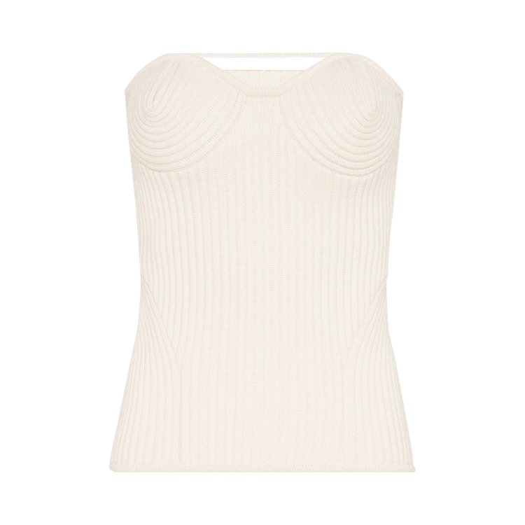 Jean Paul Gaultier Stretch Merino Wool Ribbed Corset "White"
