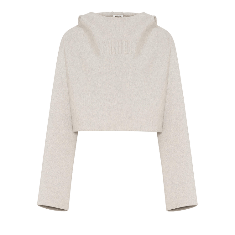 Jean Paul Gaultier Cropped Bat Sleeves Hoodie "Heather Grey"