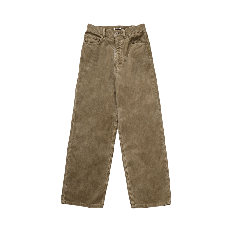 Auralee Pigment Dye Finx Corduroy Wide 5 Pocket Pants "Olive Brown"