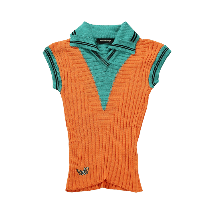Kiko Kostadinov Quimby Sleeveless Knit Polo "Amber Glow/Lagoon"