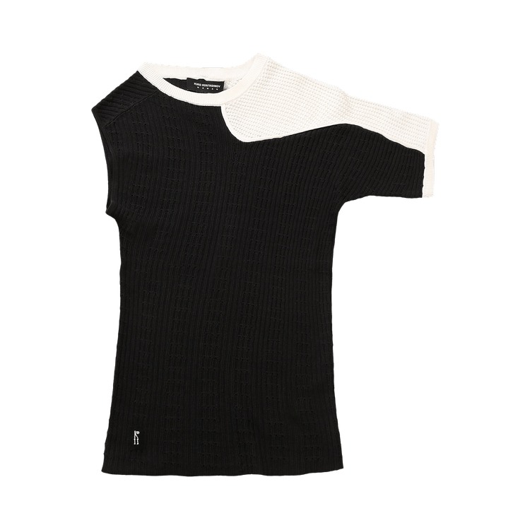 Kiko Kostadinov Nomas Asymmetric Knit Raglan Top "Phantom Black/Bone White"