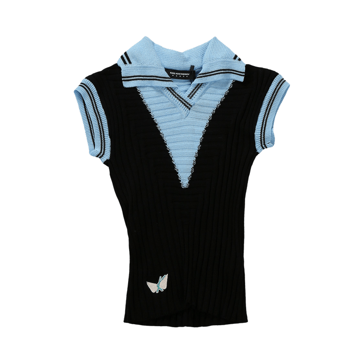 Kiko Kostadinov Quimby Sleeveless Knit Polo "Carbon Black/Tropical Blue"