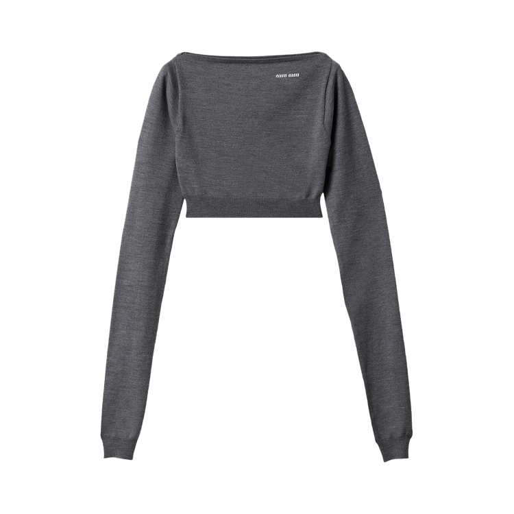 Miu Miu Cropped Boatneck Sweater "Slate Grey"
