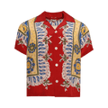 Bode Bricolage Short-Sleeve Shirt "Red/Multicolor"
