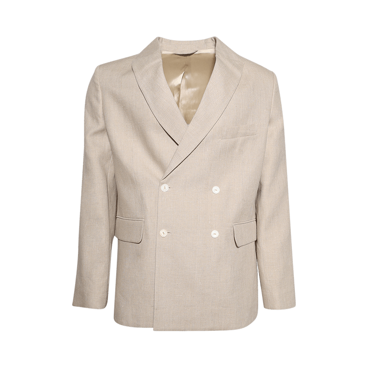 Bode Lightweight Linen Double-Breasted Suit Jacket "Wheat"