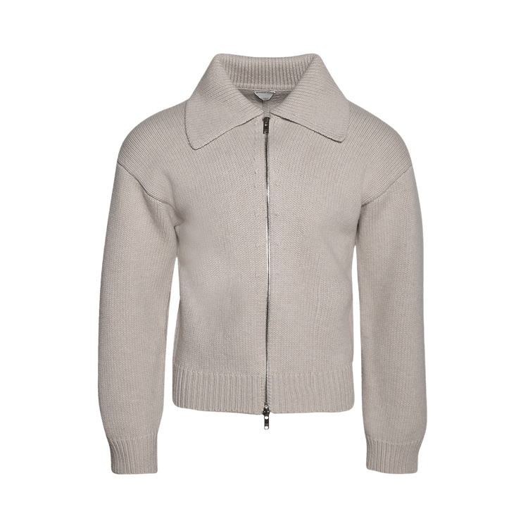 Bottega Veneta Zip-Up Knitted Cardigan "Dove Melange"
