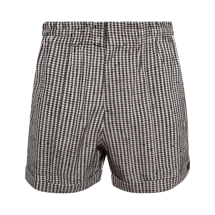 Bottega Veneta Logo Detailed Checkered Shorts "Talc/Brown/Black"