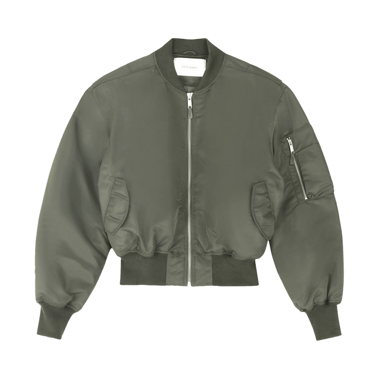 Entire Studios Cropped Broad Bomber Jacket "Khaki"
