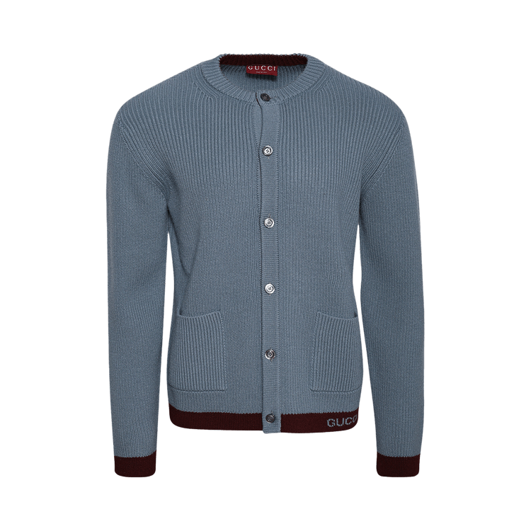 Gucci Intarsia Wool Cardigan "Periwinkle"