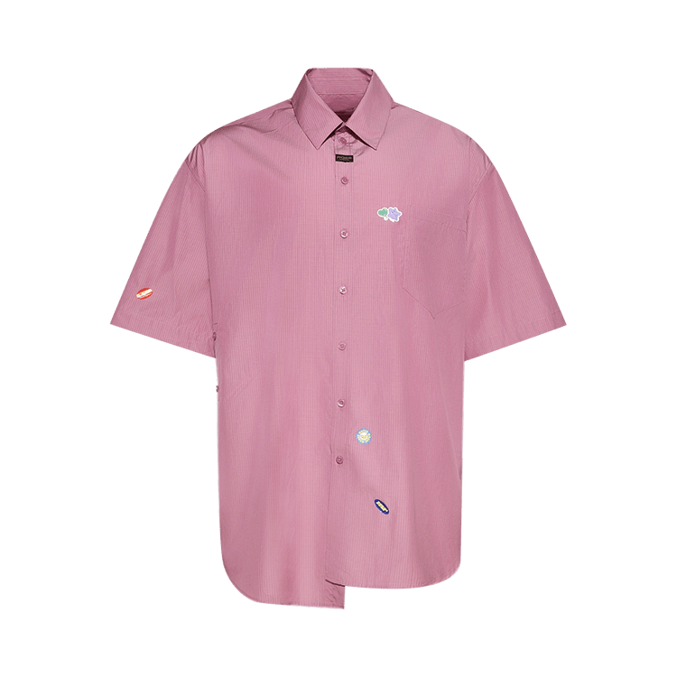 Martine Rose Short-Sleeve Boxy Wrap Shirt "Purple/Black Stripe"