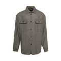 Palm Angels Curved Logo Linen Overshirt "Military Grey"