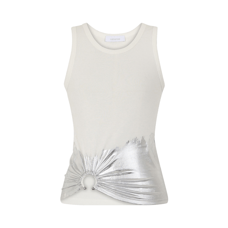 Rabanne Piercing Ribbed Jersey Tank Top "White/Silver"