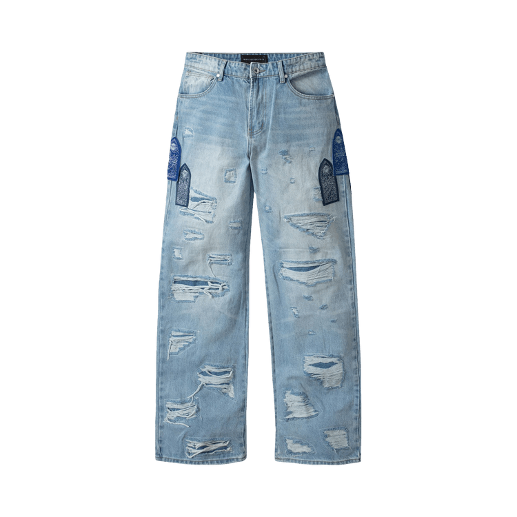 Who Decides War Side Patch Relaxation Denim Jeans "Sky"