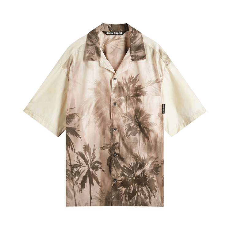 Palm Angels Sunset Palms Bowling Shirt "Beige"