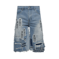 Who Decides War Patched Arch Blowout Denim Short "Sky"