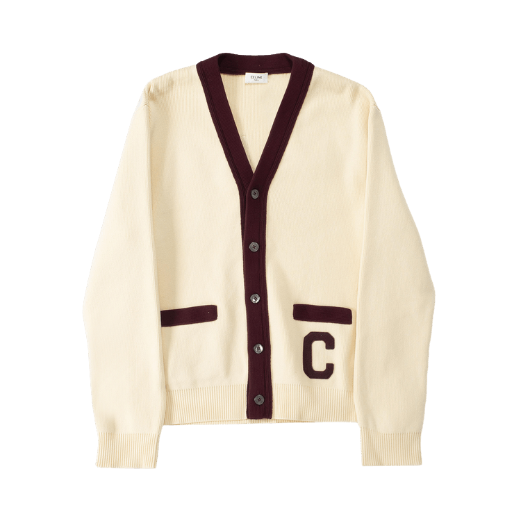 CELINE Cardigan "Ecru/Burgundy"