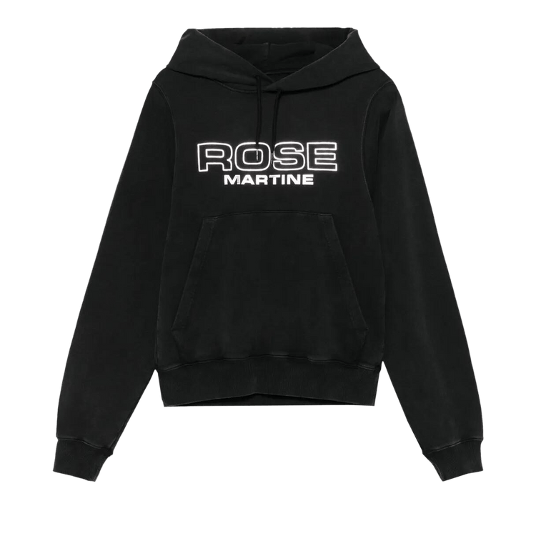 Martine Rose Shrunken Hoodie "Black Washed/Rose Outline"