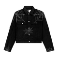 Sp5der Web Denim Cropped Trucker Jacket "Black"