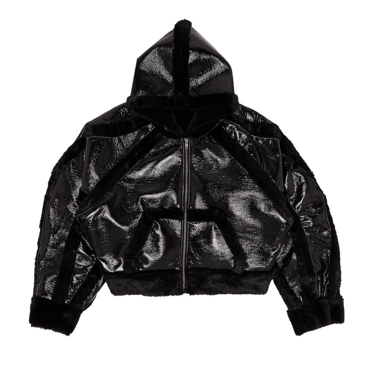 Ottolinger Shearling Fitted Multiline Jacket "Shinny Black"