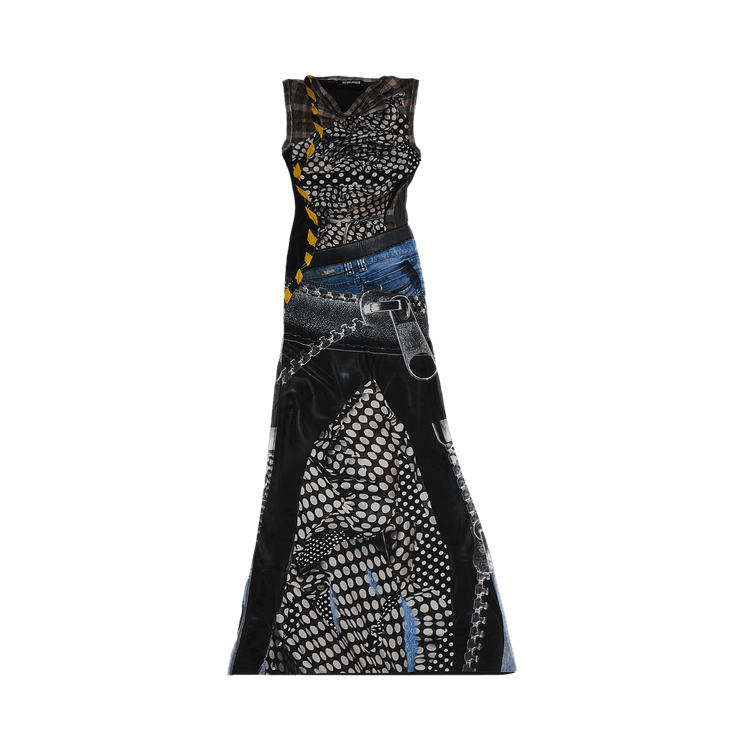Ottolinger Mesh Maxi Dress "Polka Dot Zip Print"