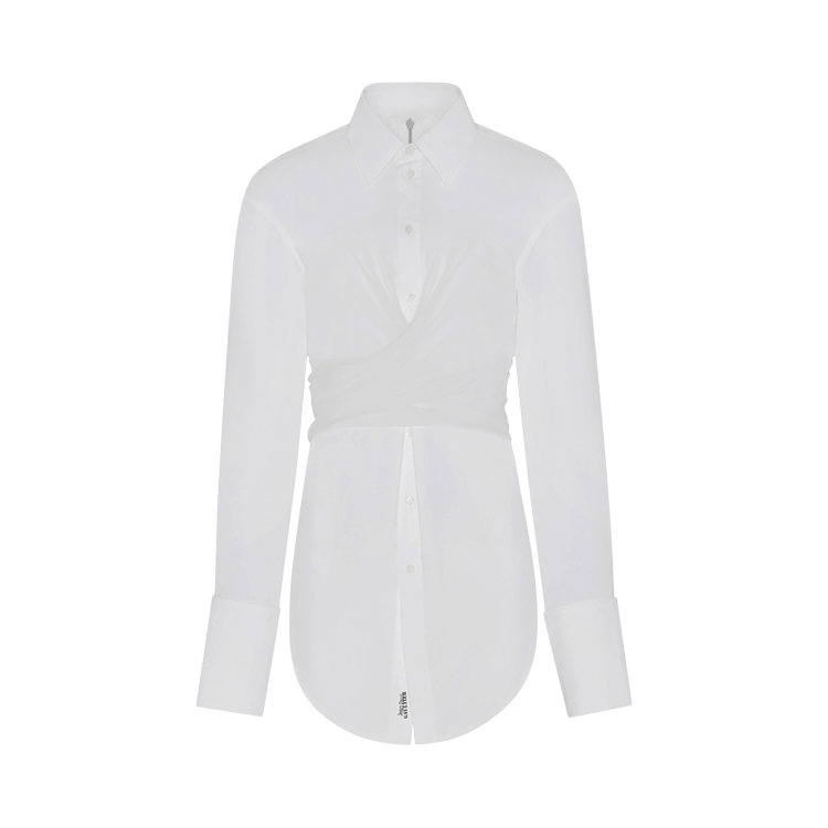 Jean Paul Gaultier Zip On Back Long Draped Shirt "White"