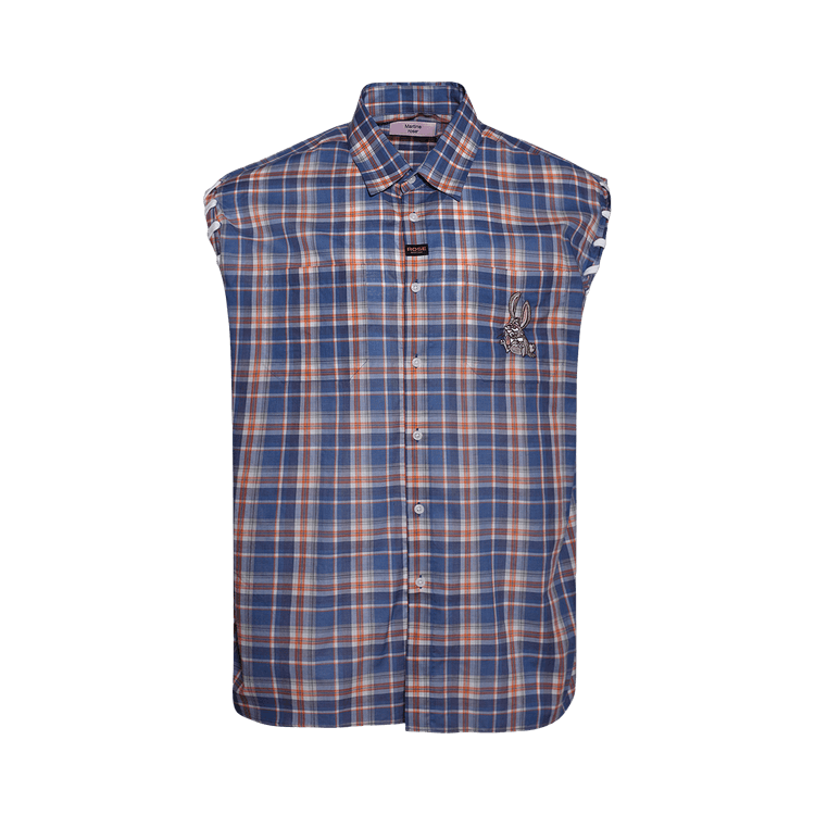 Martine Rose Laced Sleeve Overshirt "Blue/Red"