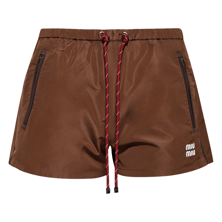 Miu Miu Technical Fabric Shorts "Cocoa Brown"