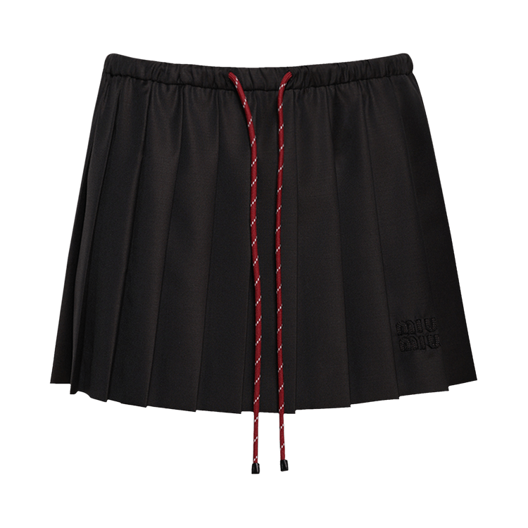 Miu Miu Pleated Batavia Skirt "Ebony"