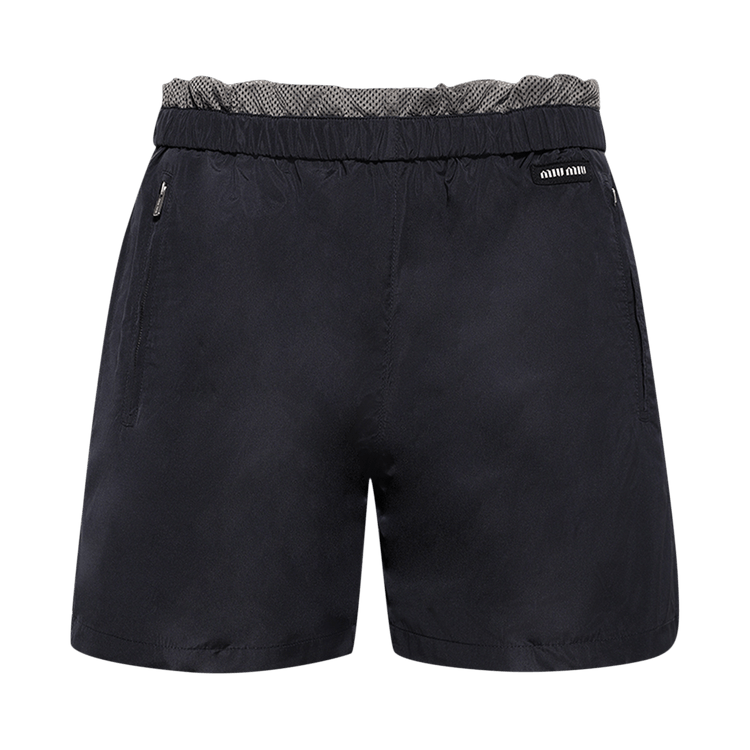 Miu Miu Technical Silk Bermuda Shorts "Blue"