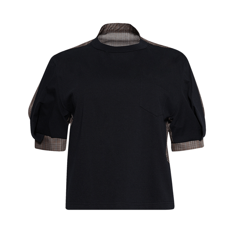 Sacai Spun Organza Jersey T-Shirt "Brown Check"