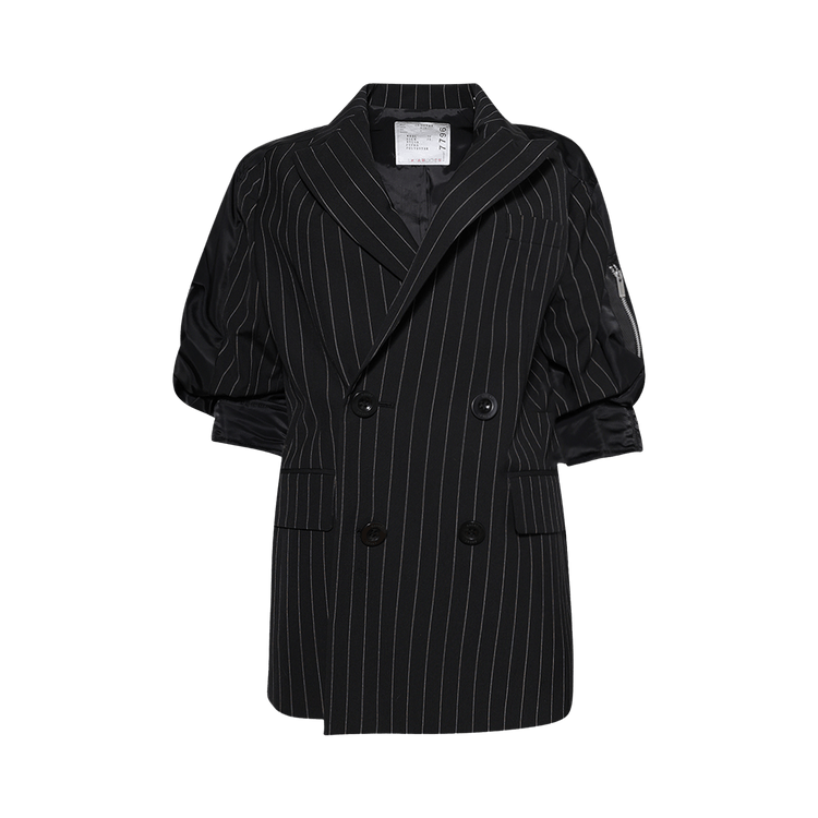 Sacai Wool Silk Suiting Nylon Twill Jacket "Black Stripe"