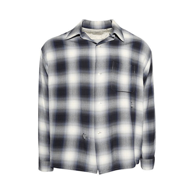 SAINT Mxxxxxx Check Long-Sleeve Shirt "Navy"