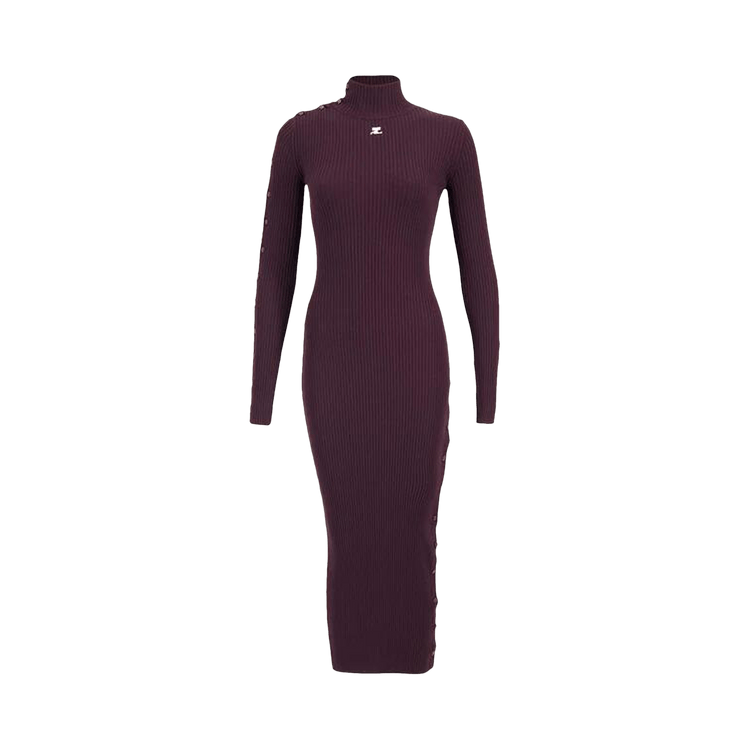 Courrèges Multi-Snap Rib Knit Long Dress "Burgundy"