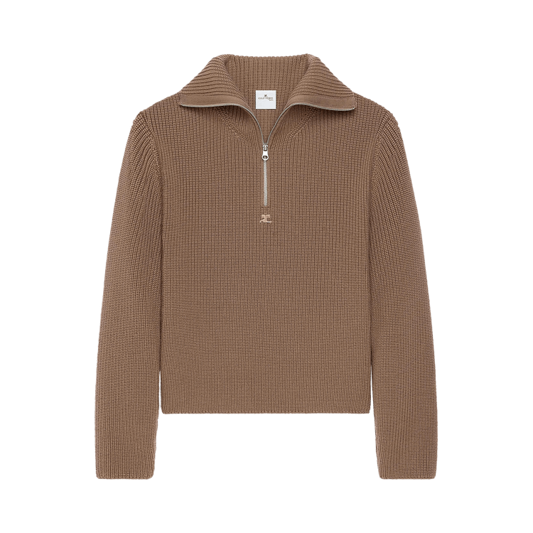 Courrèges Ribbed Wool Trucker Sweater "Mocha"