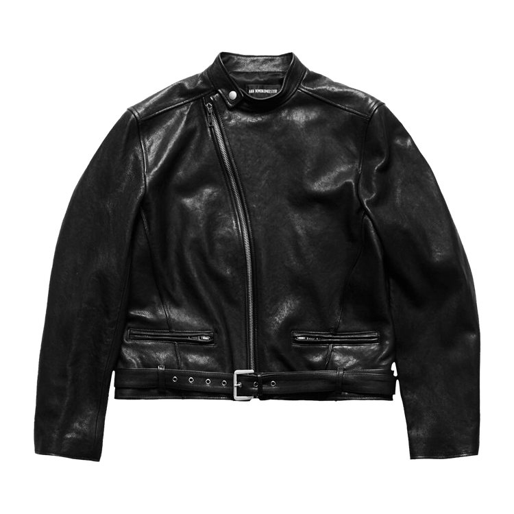 Ann Demeulemeester Taale Fitted Leather Biker Jacket "Black"