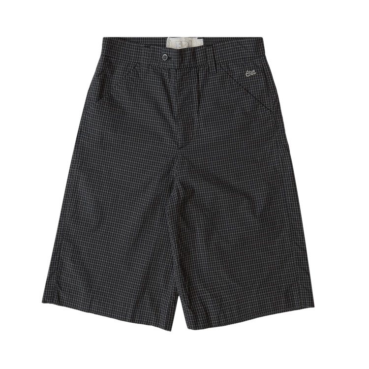 ERL Tailored Mini Plaid Skate Shorts "Black"