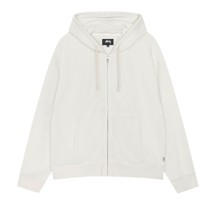 Stussy Double Layer Waffle Zip Hoodie "Off White"