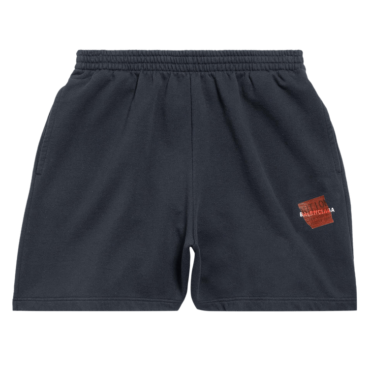 Balenciaga Taped Shorts "Faded Black/White/Red"