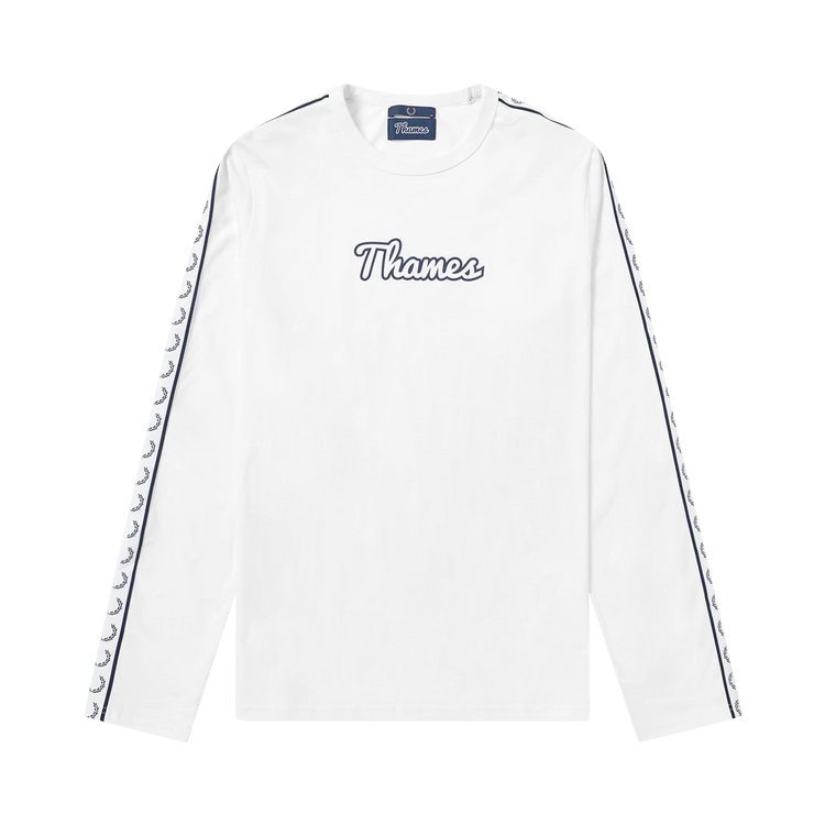 Thames x Fred Perry Long-Sleeve Taped Ringer Tee "Snow White"