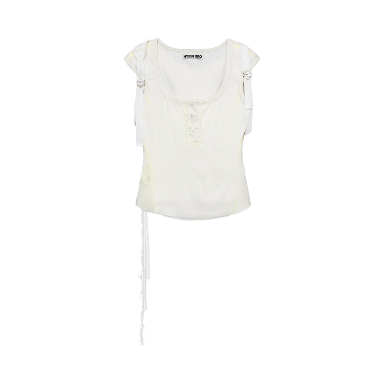 Hyein Seo Back Strap Henley Top "White"