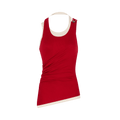 Jean Paul Gaultier Draped Double Tank Top "Red/Ecru"