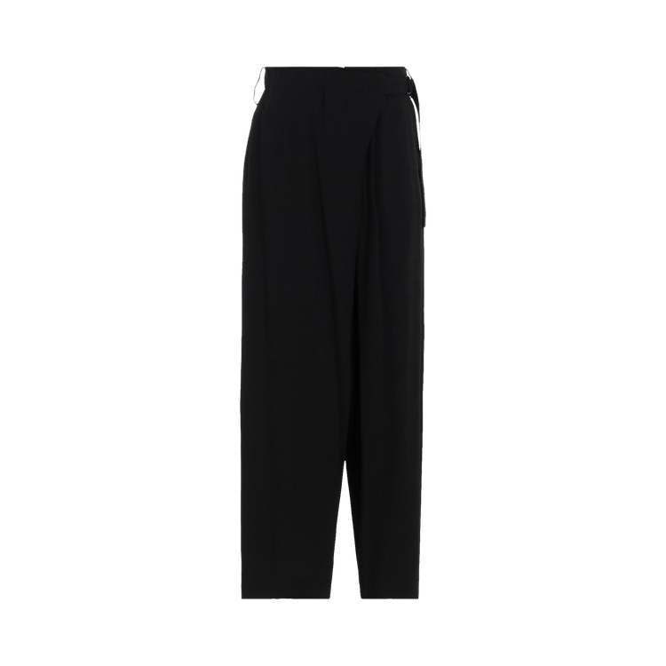 Yohji Yamamoto Wrinkled Lawn L Front Tuck Pants "Black"