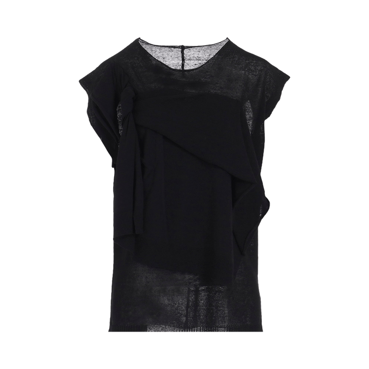 Yohji Yamamoto Draped French Sleeves Top "Black"